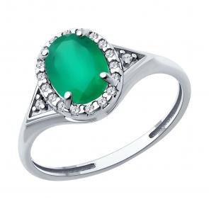 Серебряное кольцо Diamant с фианитом и агатом 94-310-00179-2 фото