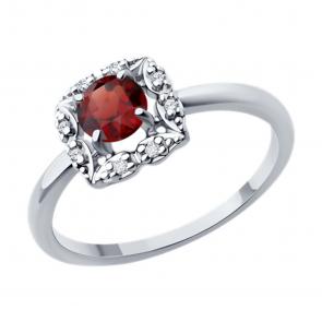 Серебряное кольцо Diamant с фианитом и гранатом 94-310-00180-2 фото