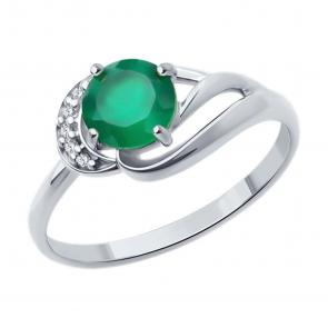 Серебряное кольцо Diamant с фианитом и агатом 94-310-00184-2 фото