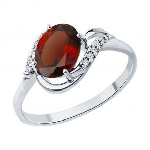 Серебряное кольцо Diamant с фианитом и гранатом 94-310-00185-2 фото