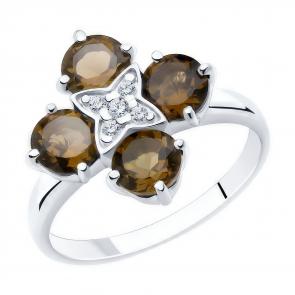 Серебряное кольцо Diamant с фианитом и раухтопазом 94-310-00342-2 фото