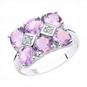 Серебряное кольцо Diamant с фианитом и аметистом 94-310-00343-1 фото