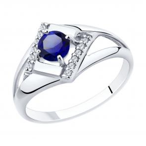 Серебряное кольцо Diamant с фианитом и сапфировым корундом 94-310-00350-1 фото