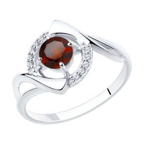 Серебряное кольцо Diamant с фианитом и гранатом 94-310-00379-2 фото