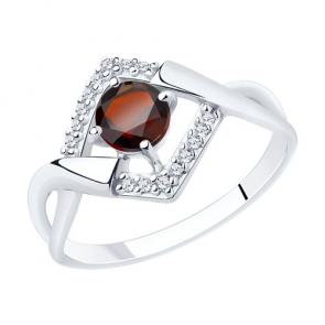 Серебряное кольцо Diamant с фианитом и гранатом 94-310-00380-2 фото