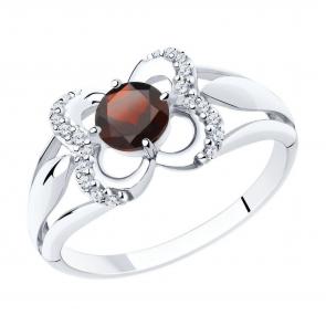 Серебряное кольцо Diamant с фианитом и гранатом 94-310-00381-2 фото