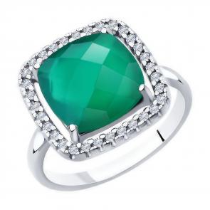 Серебряное кольцо Diamant с фианитом и агатом 94-310-00433-1 фото