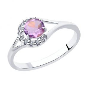 Серебряное кольцо Diamant с фианитом и аметистом 94-310-00504-1 фото