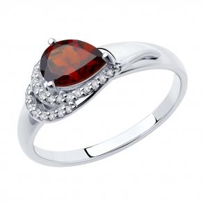 Серебряное кольцо Diamant с фианитом и гранатом 94-310-00548-2 фото