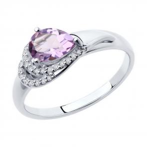 Серебряное кольцо Diamant с фианитом и аметистом 94-310-00548-3 фото