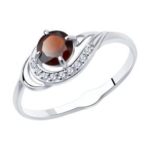 Серебряное кольцо Diamant с фианитом и гранатом 94-310-00555-2 фото