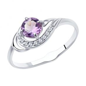 Серебряное кольцо Diamant с фианитом и аметистом 94-310-00555-3 фото