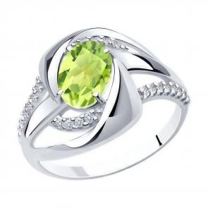 Серебряное кольцо Diamant с фианитом и хризолитом 94-310-00569-1 фото