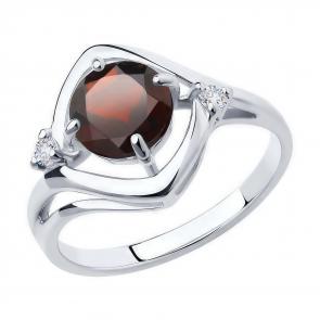 Серебряное кольцо Diamant с фианитом и гранатом 94-310-00603-3 фото