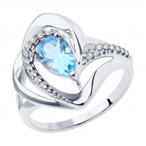 Серебряное кольцо Diamant с топазом и фианитом 94-310-00630-1 фото