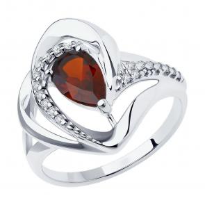 Серебряное кольцо Diamant с фианитом и гранатом 94-310-00630-2 фото