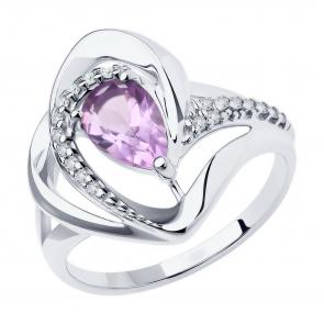 Серебряное кольцо Diamant с фианитом и аметистом 94-310-00630-3 фото