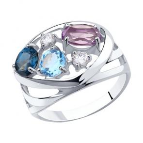 Серебряное кольцо Diamant с топазом, фианитом, аметистом и Лондон топазом 94-310-00658-1 фото