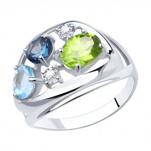 Серебряное кольцо Diamant с топазом, фианитом, хризолитом и Лондон топазом 94-310-00660-1 фото
