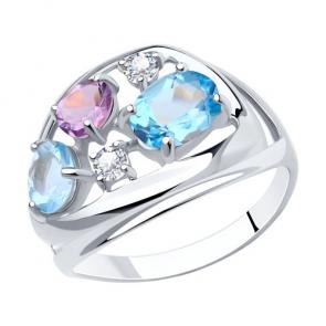 Серебряное кольцо Diamant с топазом, фианитом и аметистом 94-310-00660-2 фото