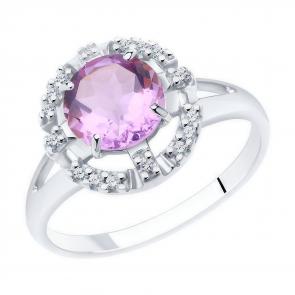 Серебряное кольцо Diamant с фианитом и аметистом 94-310-00679-2 фото