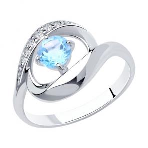 Серебряное кольцо Diamant с топазом и фианитом 94-310-00695-1 фото