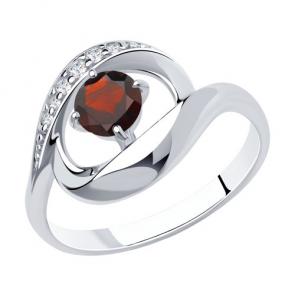 Серебряное кольцо Diamant с фианитом и гранатом 94-310-00695-2 фото