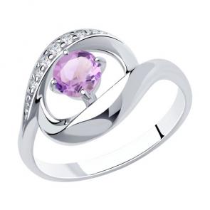 Серебряное кольцо Diamant с фианитом и аметистом 94-310-00695-3 фото