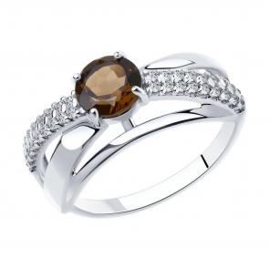 Серебряное кольцо Diamant с фианитом и раухтопазом 94-310-00784-1 фото