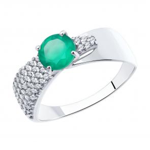 Серебряное кольцо Diamant с фианитом и агатом 94-310-00787-1 фото