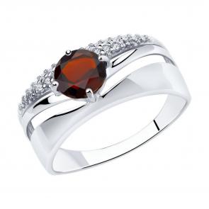 Серебряное кольцо Diamant с фианитом и гранатом 94-310-00788-2 фото