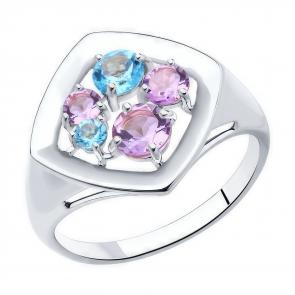 Серебряное кольцо Diamant с топазом и аметистом 94-310-00989-1 фото