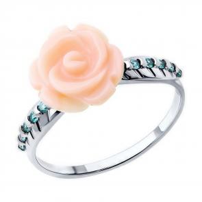 Серебряное кольцо Diamant с фианитом и перламутром 94-310-01734-1 фото