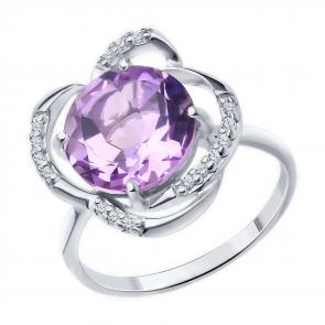 Серебряное кольцо Diamant с фианитом и аметистом 94-310-01920-1 фото