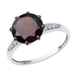 Серебряное кольцо Diamant с фианитом и гранатом 94-310-02040-1 фото