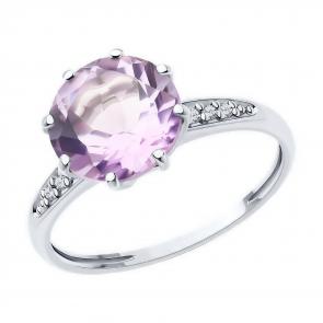 Серебряное кольцо Diamant с фианитом и аметистом 94-310-02040-2 фото