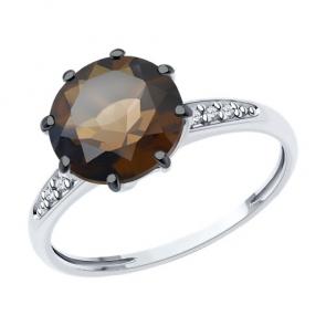 Серебряное кольцо Diamant с фианитом и раухтопазом 94-310-02040-3 фото