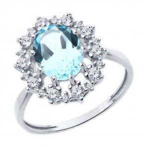 Серебряное кольцо Diamant с топазом и фианитом 94-310-02042-1 фото