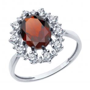 Серебряное кольцо Diamant с фианитом и гранатом 94-310-02042-2 фото