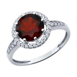 Серебряное кольцо Diamant с фианитом и гранатом 94-310-02052-2 фото