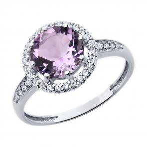 Серебряное кольцо Diamant с фианитом и аметистом 94-310-02052-3 фото