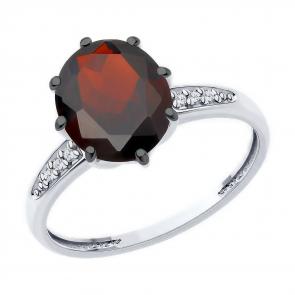 Серебряное кольцо Diamant с фианитом и гранатом 94-310-02054-2 фото