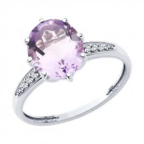 Серебряное кольцо Diamant с фианитом и аметистом 94-310-02054-3 фото