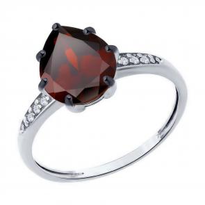 Серебряное кольцо Diamant с фианитом и гранатом 94-310-02059-2 фото