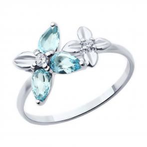 Серебряное кольцо Diamant с топазом и фианитом 94-310-02061-1 фото