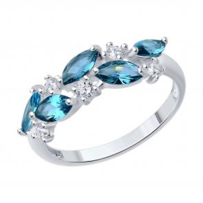 Серебряное кольцо Diamant с ситаллом цвета Лондон топаз и фианитом 94-310-02173-1 фото