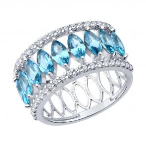 Серебряное кольцо Diamant с ситаллом цвета Лондон топаз и фианитом 94-310-02192-1 фото