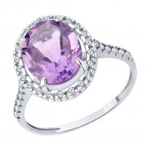 Серебряное кольцо Diamant с фианитом и аметистом 94-310-02647-2 фото