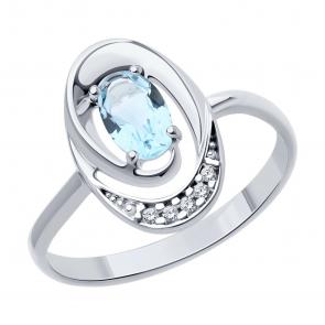 Серебряное кольцо Diamant с топазом и фианитом 94-310-02686-2 фото