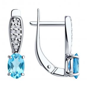 Серебряные серьги Diamant с топазом и фианитом 94-320-00176-1 фото